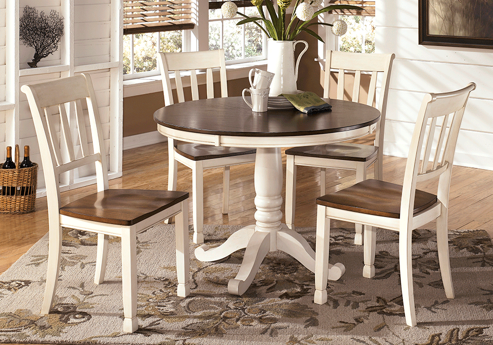 Whitesburg Round Dining Table And 4, Round Dining Table For 4