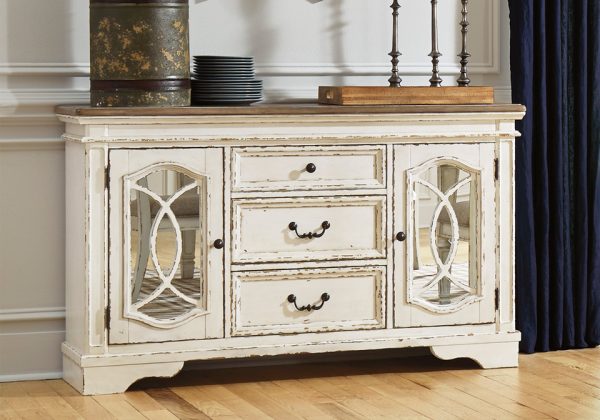 Realyn Chipped White Dining Room Server