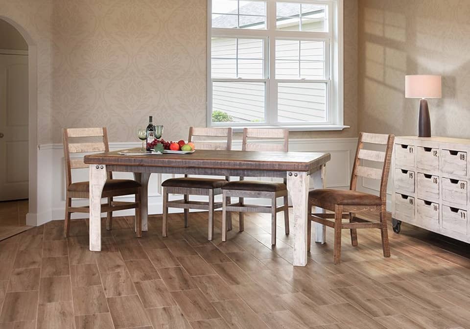 Antique White Rectangular Dining Set W 4 Chairs