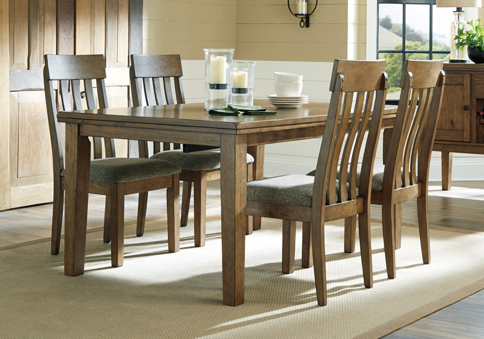Flaybern Light Brown 5pc Dining Set, Light Brown Dining Room Sets
