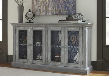 Mirimyn Antique Gray Door Accent Cabinet