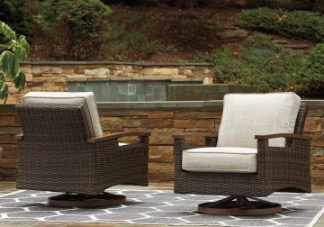 Paradise Trail Brown Outdoor Swivel Lounge Chair Set