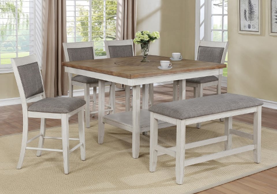 Fulton White Counter Height Dining Room Table 6pc Set