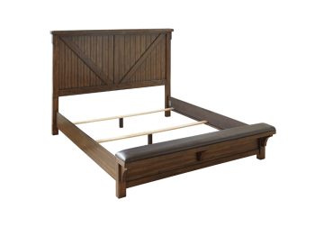 Lakeleigh Brown Queen Panel Bed w/ Upholstered Bench