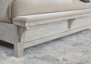 Brashland Linen Queen Panel Bed w/ Bench Footboard