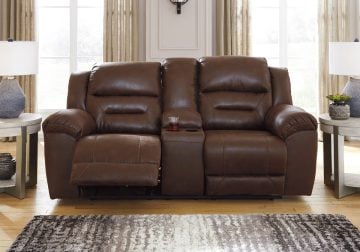 Stoneland Chocolate Reclining Loveseat w/Console