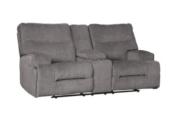 Coombs Charcoal Double Power Reclining Loveseat w/Console
