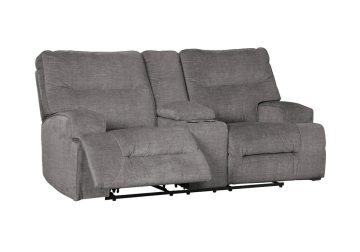 Coombs Charcoal Double Power Reclining Loveseat w/Console