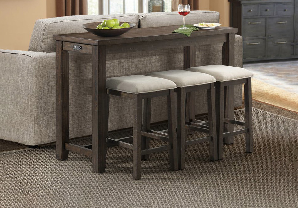 Occasional Stone Bar Table 4pc Set, Bar Table And Stools Set