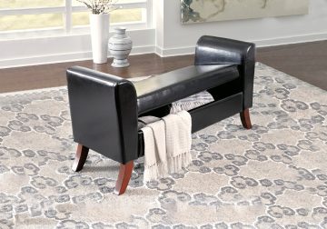 Brown Upholstered Storage Bench