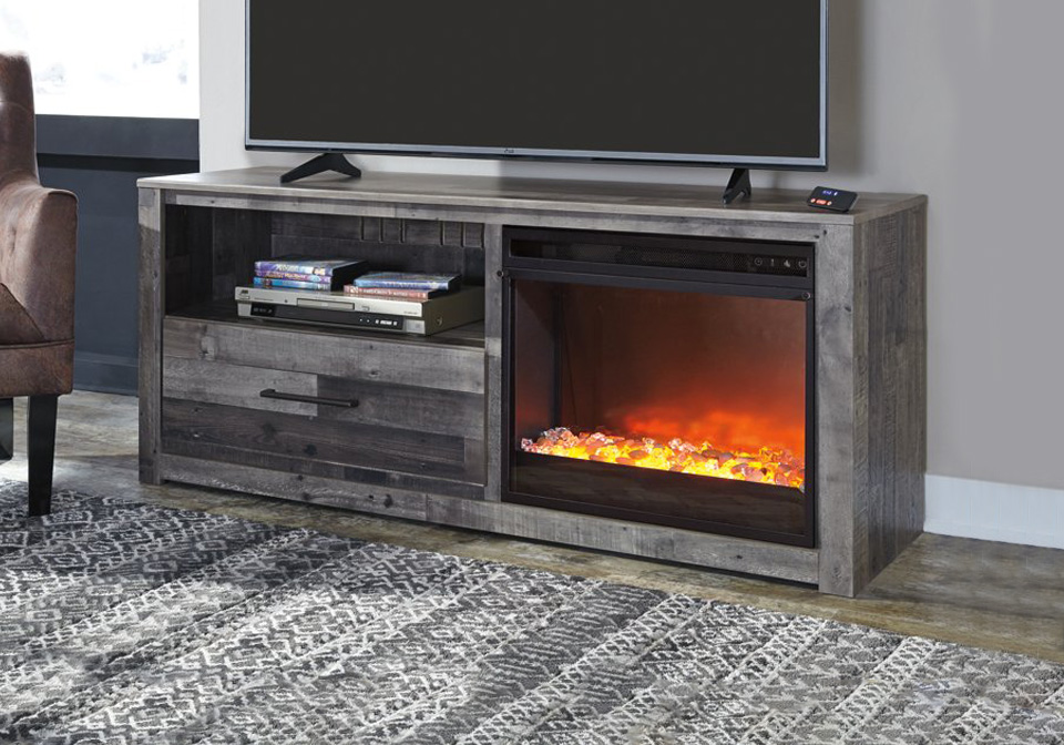 Derekson Multi Gray TV Stand w/Fireplace Option Evansville Overstock