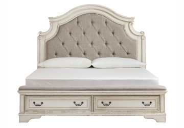 Realyn Two-Tone Queen Panel Storage Bed