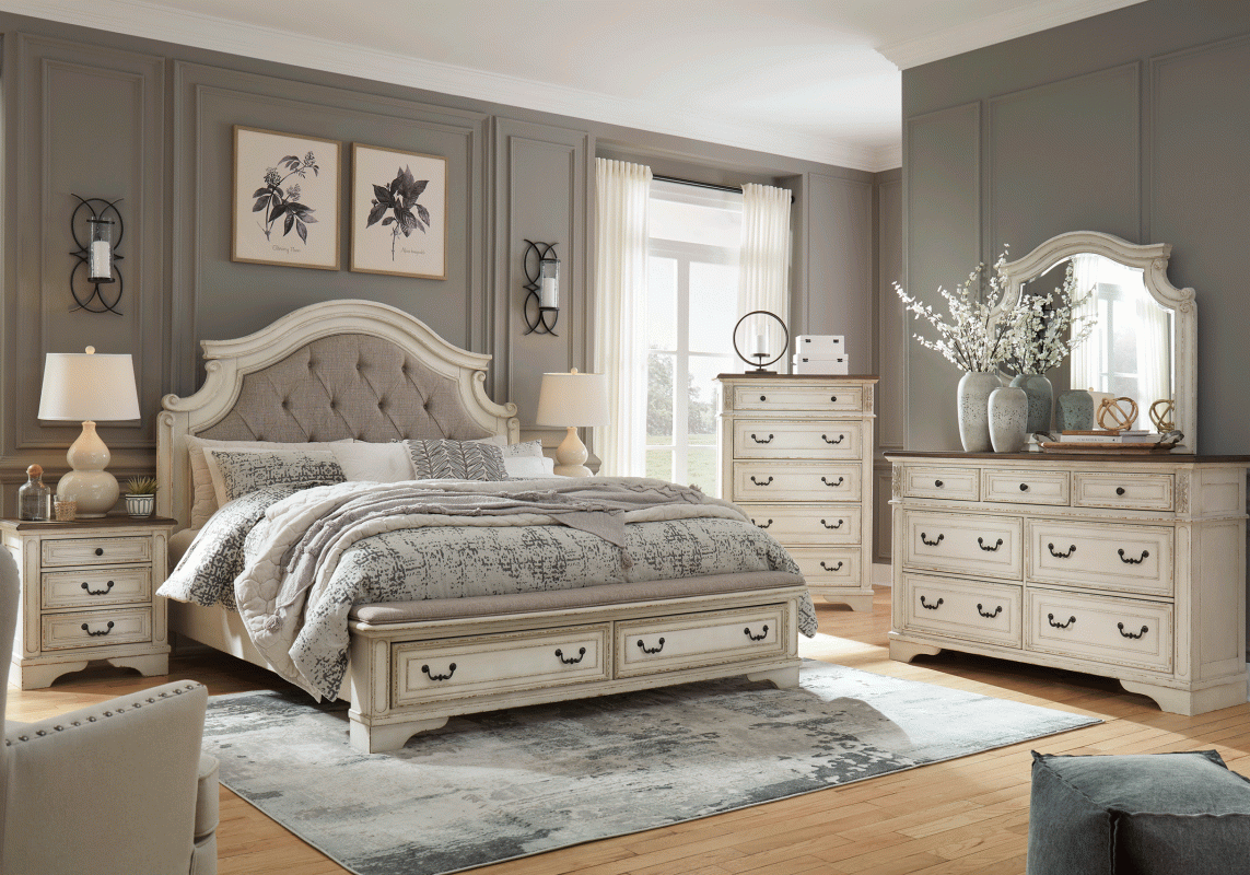 Realyn Two-Tone King Panel Storage Bedroom Set - Evansville Overstock ...