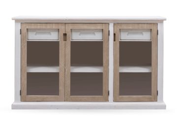 Duff Weathered White / Natural 3-Door Console