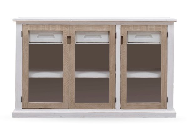 Duff Weathered White / Natural 3-Door Console