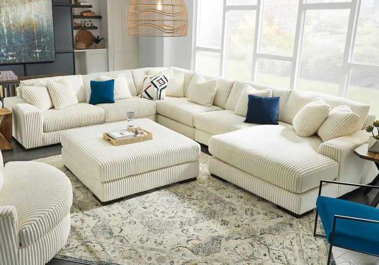 Lindyn Ivory 6pc. LAF Chaise Sectional Evansville Overstock Warehouse