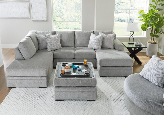 Casselbury Cement 2pc. LAF Chaise Sectional - Evansville Overstock ...