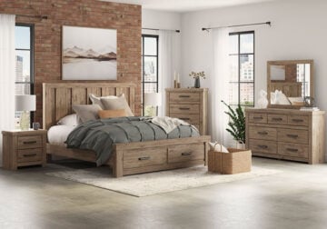 Oliandon Light Brown King Panel Storage Bed Set