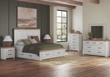 Savonport White/Brown King Panel Storage Bed Set