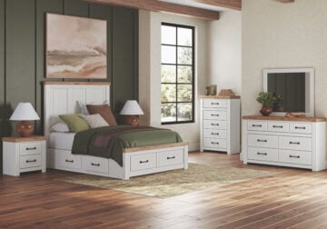 Savonport White/Brown Queen Panel Storage Bed Set