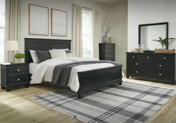 Lanolee Black King Panel Bed Set