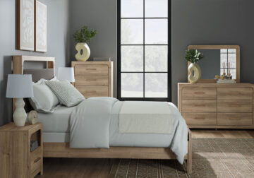Kinlanni Tan King Upholstered Platform Bed Set