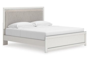 Zuraleus White King Upholstered Panel Platform Bed