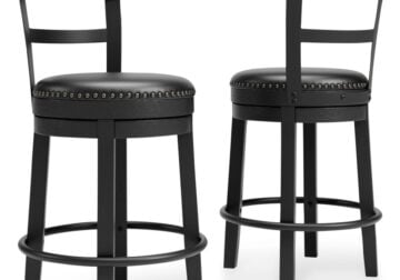 Valebeck Black Upholstered Swivel Barstool