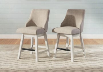 Robbinsdale Antique White Upholstered Swivel Barstool