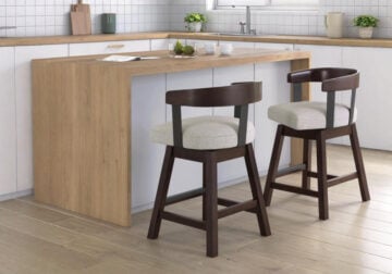 Haddigan Dark Brown Upholstered Swivel Barstool
