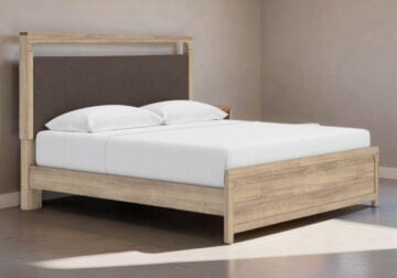 Kinlanni Tan King Upholstered Platform Bed