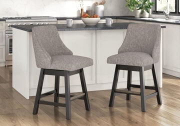 Neymorton Dark Grayish Brown Upholstered Swivel Barstool