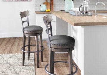 Caitbrook Gray Tall Upholstered Swivel Barstool