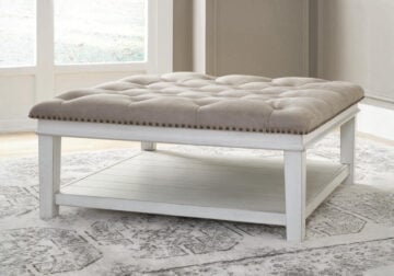 Kanwyn Grayish Brown/White Upholstered Ottoman Cocktail Table